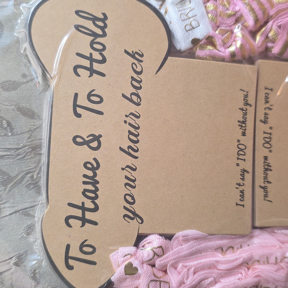 Bridal Hair Ties - Pink and Gold - Bride Tribe - 14 Pack NWT - Picture 2 of 4